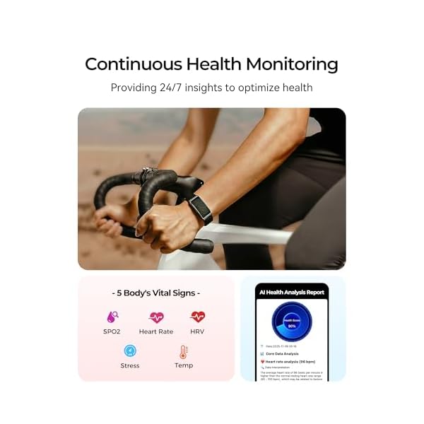 Fitness Tracker – 24/7 Activity & Sleep Tracker with Heart Rate/SpO2/Stress, 37 Sports Modes, Free APP, Smart Watches for Men Women, 2 Bands & Armband (Midnight Black) - Image 2