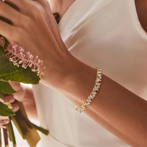 EVER FAITH Gorgeous Cubic Zirconia Wedding Tennis Bracelet for Bride Bridesmaid, Elegant Round Stone Bridal Lightweight Prom Accessories Jewelry for Women2