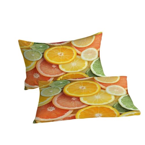 Housse de couette orange infroissable 220x240cm parure de couette fleurs