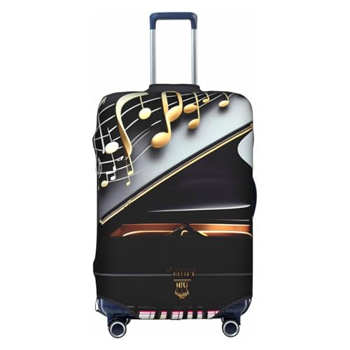 Housse de valise élastique notes de musique blanc taille L 45 à 81 cm