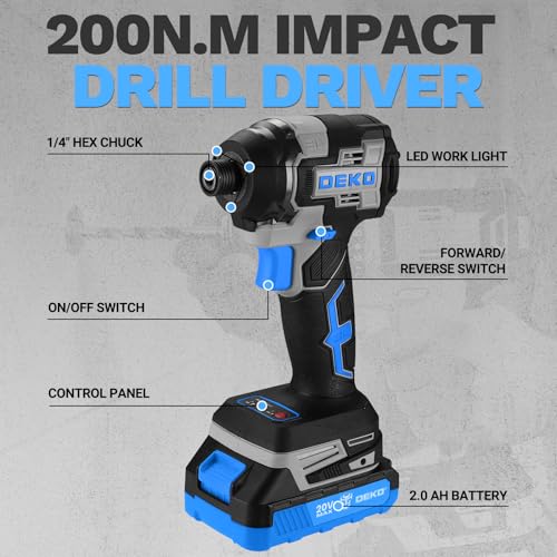 image for Cordless Drill & Impact Driver: DEKOPRO 20V Brushless Power Drill and 