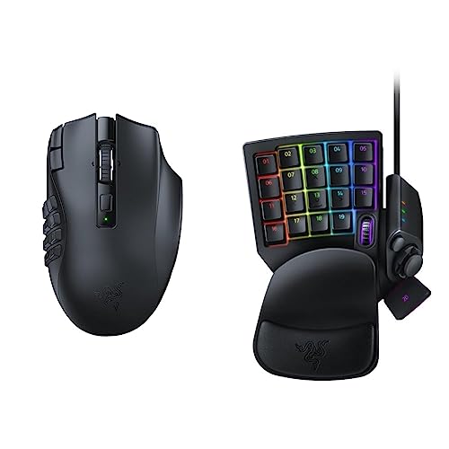 Razer Naga V2 HyperSpeed - Ergonomische Kabellose MMO Gaming Maus & Tartarus V2 - Gaming Keypad