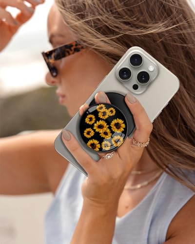 Image of Magnetic Phone Grip, Cute Finger Grip Phone Stand, Sunflower