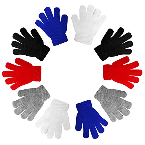 Onesing 5 Pairs Stretchy Knit Winter Gloves For Kids thumb #6