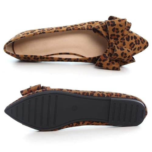 TN TANGNEST Women Fashion Bowknot Flats Dress Shoes Leopard Brown 41-9 by TN TANGNEST - Used condition - Image 2