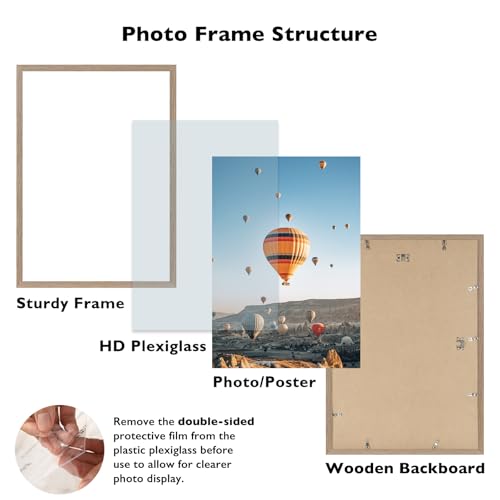 Image of JCJMY 17x22 Picture Frame Rustic Brown for Poster Photo Picture, Horizontal and Vertical Formats for Wall Hanging, 17 x 22 Wall Gallery Poster Photo Frame for 17 by 22 Photos Posters, Rustic Brown
