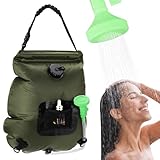 Cljlixcy Solar Shower Bag, Solar Heating Camping Shower Bag, Portable Camping Shower Bag, with Removable Hose and On-Off Switchable Shower Head, for Outdoor Traveling/Climbing (Green)
