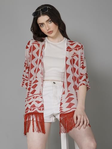 Image of PURYS Floral Print Shrug for Women | Lightweight Georgette Kimono| Versatile Casual Shrug for Layering and Summer Fashion