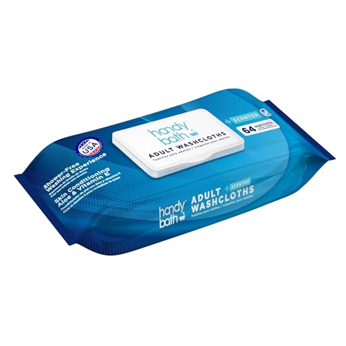 HandyBath Wipes for Adult - Extra Large WashCloth, Unscented, Rinse-Free - Soft, Gentle for Sensitive Skin, Senior, Post-Surgery and Travel Hygiene