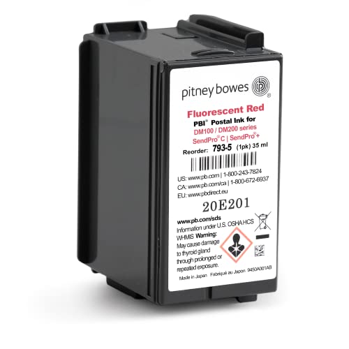 Pitney Bowes 793-5 Ink Cartridge For Dm100, Dm200 And Sendpro C And Sendpro+, Red Ink, 35 Ml #TOP2