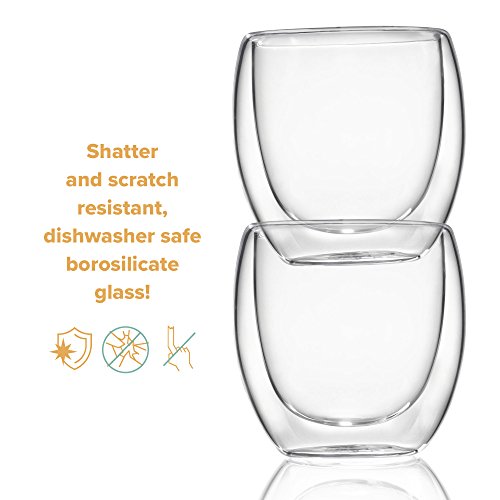 Kitchables Espresso Shot Glass, Durable Double Walled Espresso Cups, Clear Shot Glasses For Coffee Shots, Espresso Cups Set Of 2, 2.7Oz #TOP3