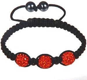 EVERBLING Handmade Pave Orange CZ Balls with Magnetite Hematite Black Cord Macrame Shamballa Inspired Bracelet