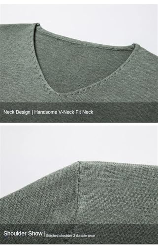Men V-Neck Long Sleeve Sweater Men's Warm Casual Slim Fit Pullover Casual Dress Sweater2