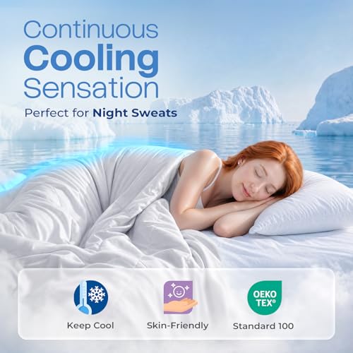 UNIKOME Cooling Blanket Queen Size, Cooling Comforter for Hot Sleepers, Lightweight Breathable Summer Blanket, Cool to Touch for Night Sweats,90"x90", Light Gray by UNIKOME - Image 2