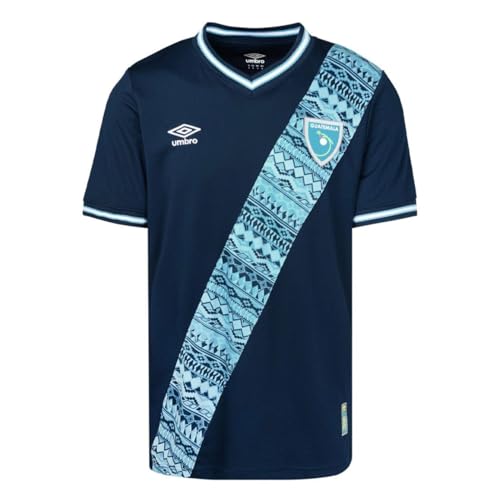 Umbro Mens 23/24 Guatemala National Team Away Short Sleeve Soccer Jersey Navy/Sky Blue Small