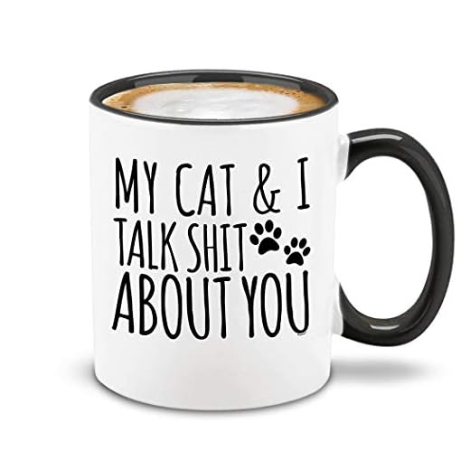 shop4ever® My Cat & I Talk About You Black Handle Ceramic Coffee Mug