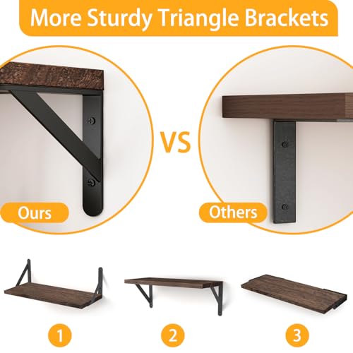 Fixwal Wall Floating Shelves for Home Decor (Brown, Set of 3, 16.5 Inch) - Image 4
