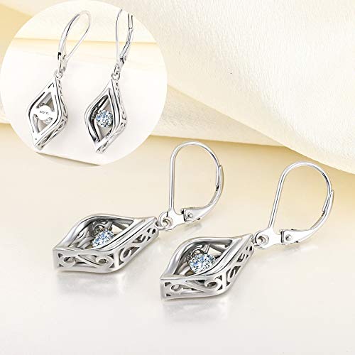 Yl Eye Earrings 925 Sterling Silver Dancing Diamond Halo Dangle Earrings Birthstones Drop Jewelry (04-Diamond-Apr) #TOP4