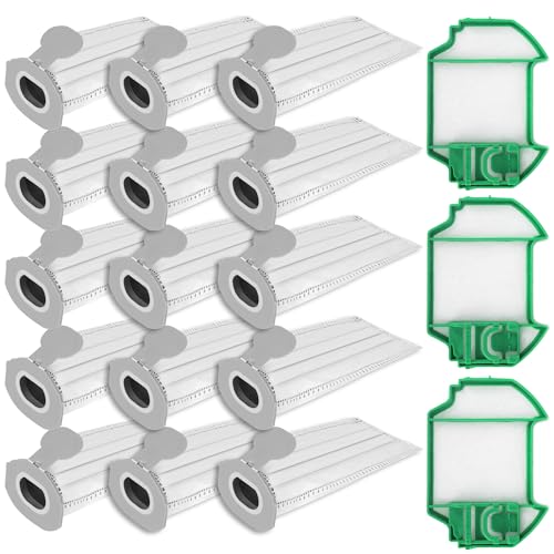 15 Pezzi Sacchetti per Aspirapolvere per Vorwerk VK7 FP7 e 3 Filtri Hepa, Sacchetto per Folletto VK7 per Sacchetti in Microfibra, VK7 Filtro Sacchi Accessori, Sacchetti per Folletto VK7 Senza Filo