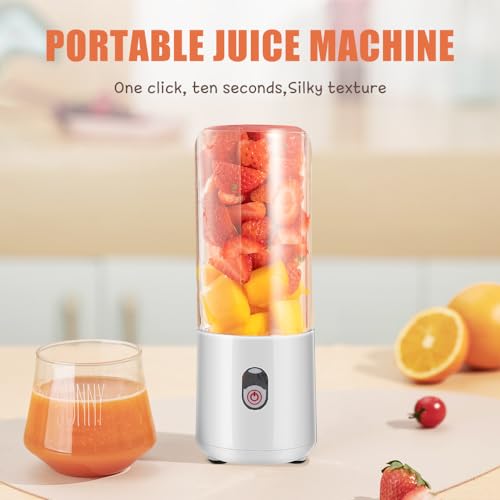 FENYW Batidora Portatil, Licuadora Portátil, Batidora Smoothies, Fresh Juice Mini Licuadora Batidos Recargable con 6 Cuchillas, Personal Recargable USB Doble Taza para Viajes, Cocina y Camping