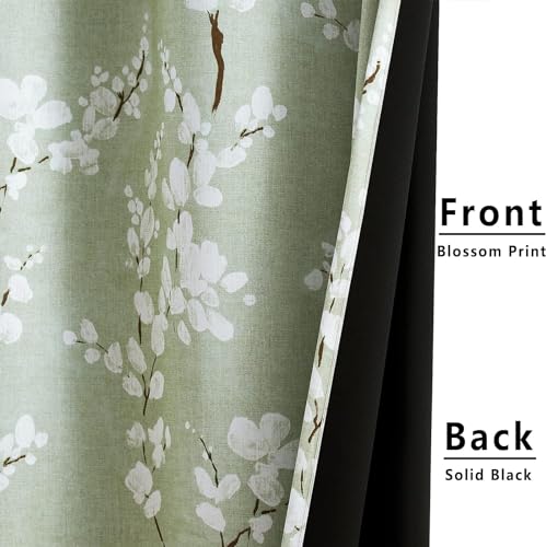 Image of BFAM Floral Print 100% Blackout Curtain with Black Linning at Back, Floral Print Curtains for Living Room /Bedroom Thermal Insulated Energey Saving Blossom Curtain, Pack of 1 Curtain