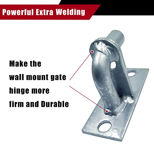 Image of 2 Pack Wall Mount Gate Hinges, Heavy Duty Chain Link Fence Gate Hinges with 5 /8 Hinge Pin for Fences & Farm Gates (Screws Not Included), Silver