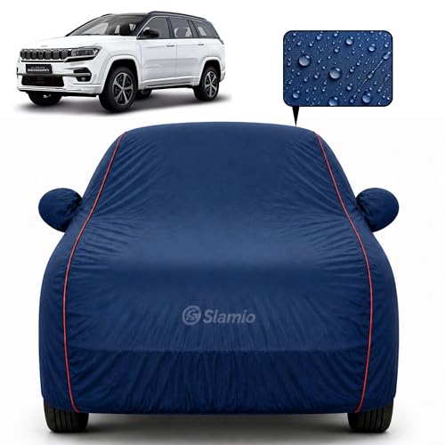 Image of Car Cover for Jeep Meridian | 100% Waterproof Heavy-Duty 3-Layer Car Body Cover | All-Weather Rain, UV, Sun & Dust Protection | Custom Fit | Mirror & Antenna Pockets | Navy Blue