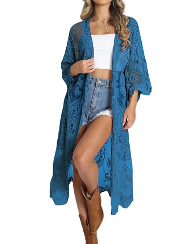 Image of Bsubseach Women Mesh Cardigan Bikini Beach Kimono Open Front Swimsuit Cover Ups Swimwear