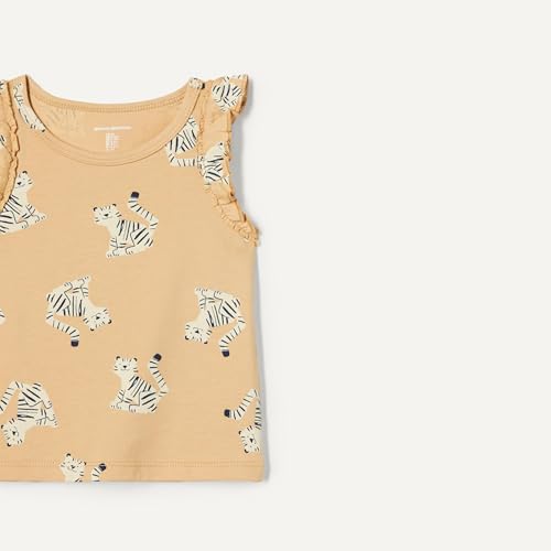 Image of Amazon Essentials Girls and Toddlers' Cotton Ruffle Tank Tops, Pack of 3