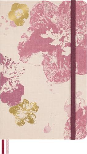 Moleskine Taccuino a Righe Sakura, Copertina Rigida in Tessuto e Chiusura Elastica, con Biglietti di Auguri, Adesivi e Segnalibro a Tema, Formato Large 13 x 21 cm