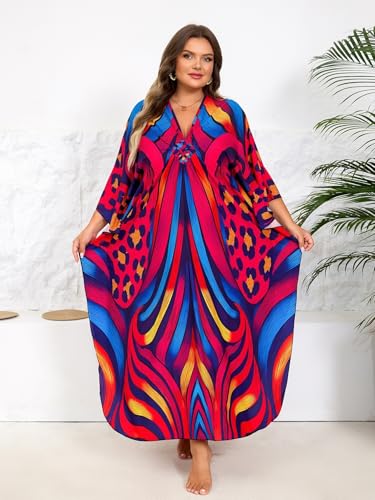 Image of Kaftan Dress for Women - Plus Size Caftan Maxi Beach Dress Moo Moos Loungewear, Swimsuit Cover Up for Beach, Pool or Vacation