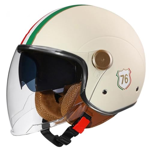 Casco Abierto Motocicleta 3/4 CNNGU, Casco Unisex-Adulto, Estilo Retro Vintage, Aprobado Dot/ECE, Color G