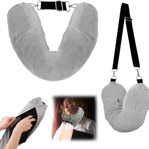 Almohada de viaje de terciopelo con almacenamiento universal miniatura 6