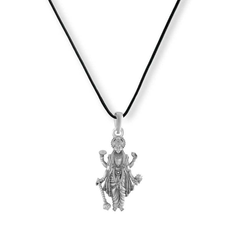 akshat sapphire A Sterling Silver (92.5% purity) God Vishnu Pendant for Men & Women Pure 925 Silver Lord Vishnu Locket with Black Thread - EVE_PM7274-picture-11