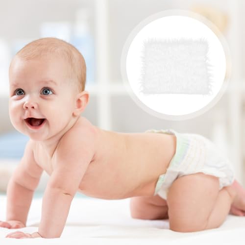 Image of Amosfun Baby Photography Mat Newborn Soft Faux Fur Blanket Quilt 23.62X19.68In White Photography Prop for Infant Photoshoot