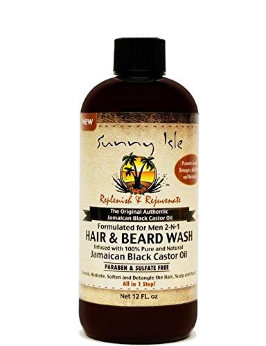 SUNNY ISLE JAMAICAN BLACK CASTOR OIL FORMULATED FOR MEN 2-N-1 HAIR AND BEARD WASH 12OZ