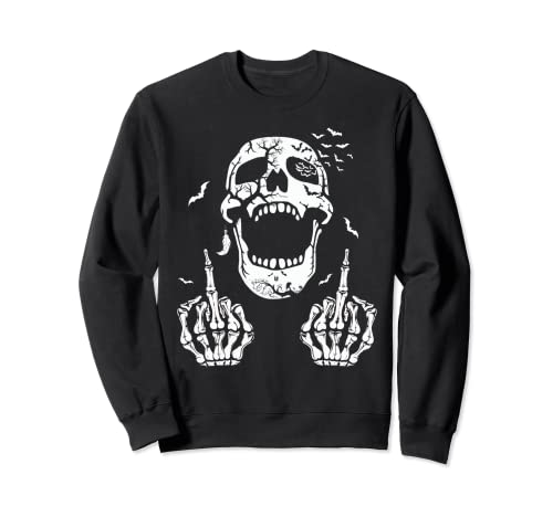 Halloween Skeleton Bones Middle Finger Skull Men Women Felpa