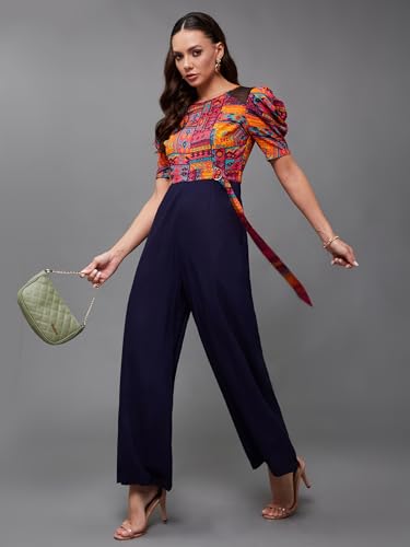 Image of Miss Chase Women's Keyhole Neck Regular Sleeve Regular Length Jumpsuit with Pockets