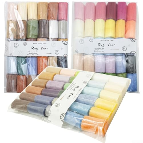 HEBEOT Handstickgarn und Polyester-Wollgarn-Set, 30 verschiedene vorgeschnittene Farben für Wandteppich, Knüpfhaken, Teppichherstellung, Häkeln, Bastelprojekte, Heimtextil-Design, 5,5 cm (Nr. 2)