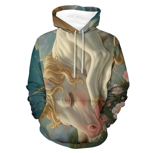 Hoodie Licorne de la Lune Fleur Sweat Poétique pour Exprimer Votre Singularité