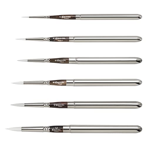 Escoda Perla Series Artist Watercolor 6 Brush Set, White Toray #TOP4