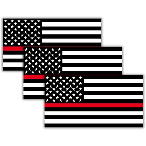 Image of Firefighter Vinyl Flag Stickers, First Responder Car Decals, Waterproof Indoor Outdoor, Laptop Stickers, Car Bumper, Flag, 5 x 3 Inches, Set of 3
