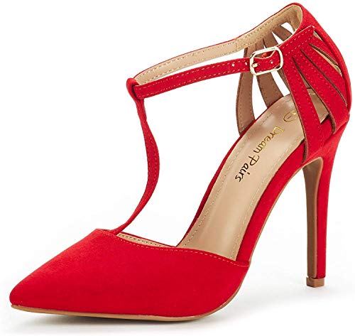 DREAM PAIRS Women s Oppointed-Mary Red Suede Fashion Dress High Heel Pointed Toe Wedding Pumps Shoes Size 8.5 M US