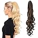 SEIKEA 24 Inch Claw on Ponytail Extension Women Hair Curly Wavy Pony Tail Hairpiece Jaw Clip - Medium Ash Brown