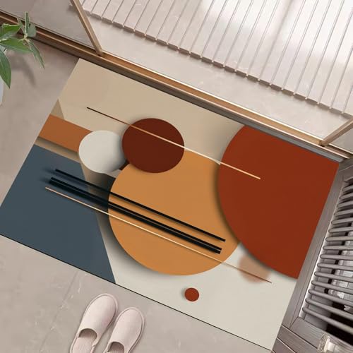 Tapis lignes elements circulaires orange au design abstrait haut de gamme - 4