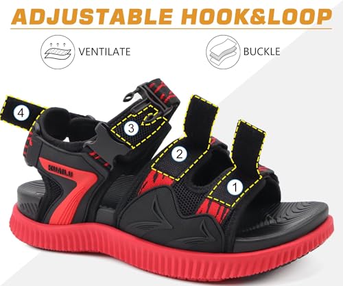 Image of KuaiLu Mens Hiking Sandals with Arch Support Orthopedic Walking Recovery Sandals for Plantar Fasciitis Open Toe Summer Athletic Sport Comfortable Cushion Breathable Outdoor Water Sandals Size7-13