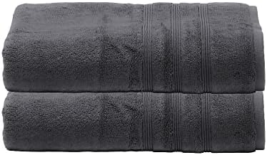 Mosobam 700 GSM Hotel Luxury Bamboo Viscose-Cotton, Bath Towels 30X58, Charcoal Grey, Set of 2, Oversized Turkish Towels, Dark Gray