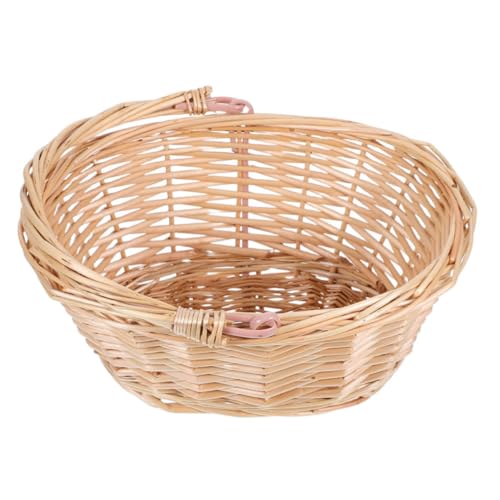 WRITWAA Cesta de Mimbre Tejida Pequeña para Almacenamiento de Frutas y Verduras, Ligera y Fácil de Mantener, Adecuado para Picnic y Decoración del Hogar