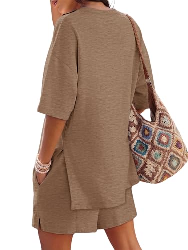 Image of COCCKO Womens Shorts Sets Matching Lounge Two Piece Outfits Summer Cute Casual Vacation Short Sleeve 2 Piece Set