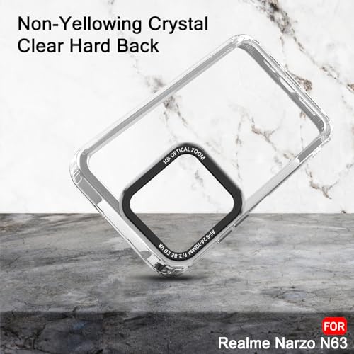 Image of TheGiftKart Hybrid Shockproof Back Cover Case for Realme C63 / Narzo N63 | Stylish Camera Border | Electroplated Buttons | Crystal Clear Hard Back Cover Case (TPU & PC, Transparent Bumper)
